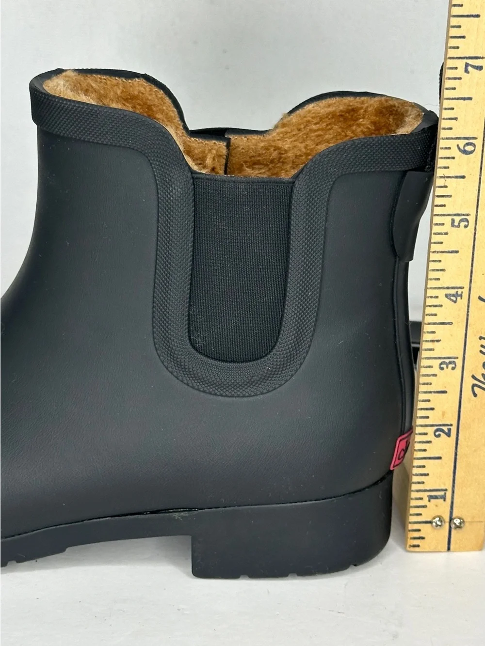 Chooka Bainbridge Black Faux Fur Lined Chelsea Rain Boots Womens 7